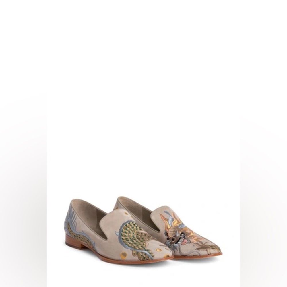 Johnny Was
Dragon-Embroidered Suede Smoking Loafers Women’s size 8